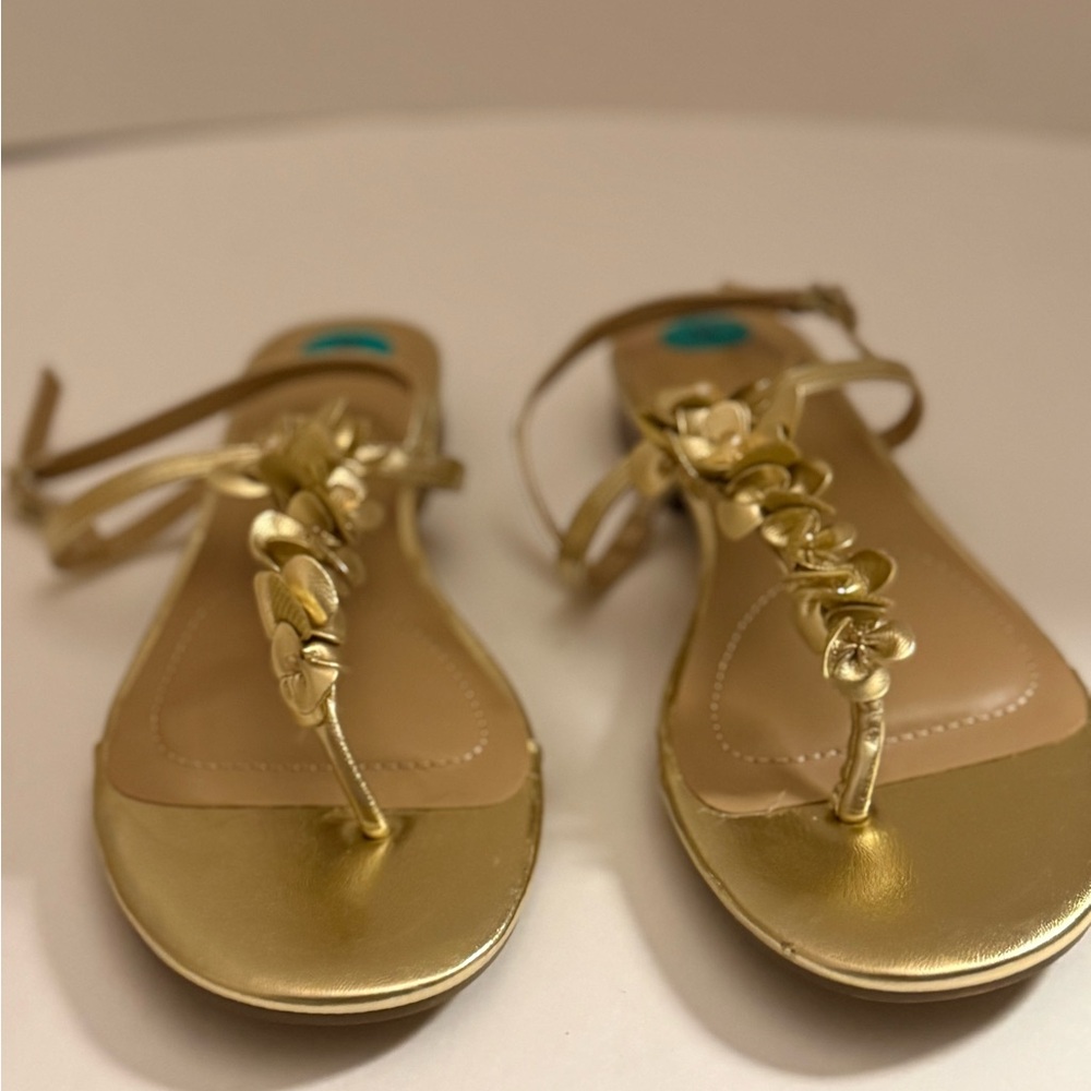 Anne Klein Gold Floral Sandals Women’s 8